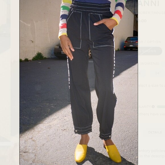 SOLD

GANNI Cinnober Black Trouser/Track Pants with White Details - Picture 1 of 5